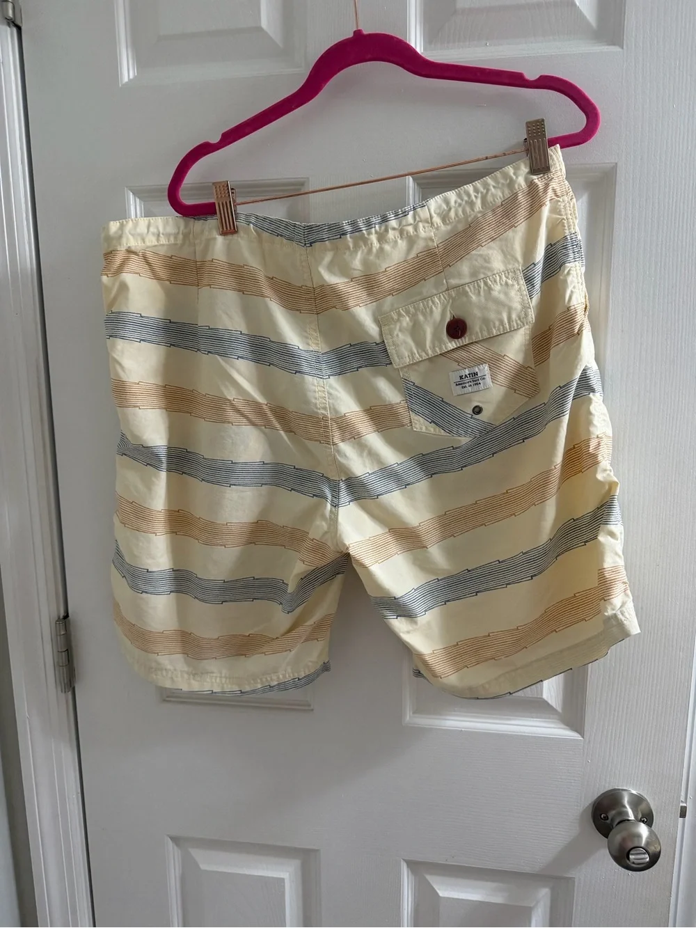 Katin Men's Yellow Striped Board Surf Shorts 36